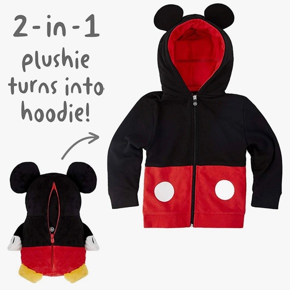 DISNEY Cubcoats Mickey Mouse 2 in 1 Transforming Hoodie and Soft Plushie - Picture 1 of 11